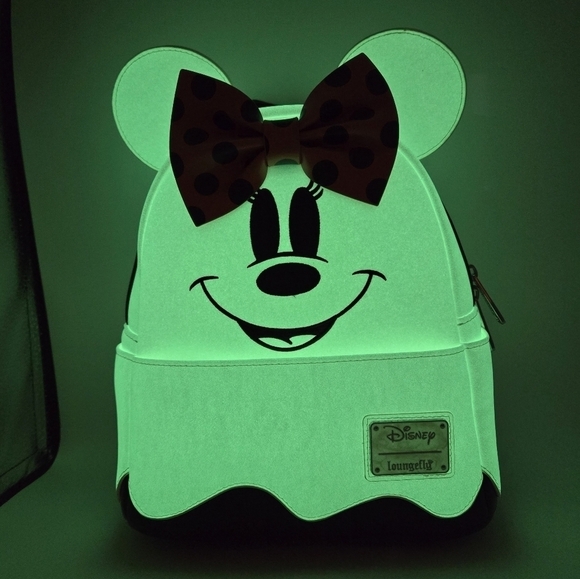 Loungefly Disney Ghost Minnie Mouse Glow in the Dark Backpack - Picture 9 of 11